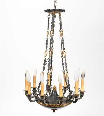 A French Empire Style Bronze Chandelier