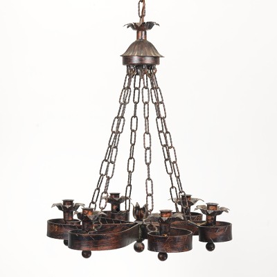 A Painted Wrought Iron Chandelier
