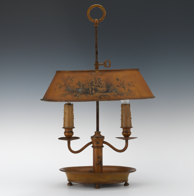 An Antique Tole Boulliotte Lamp