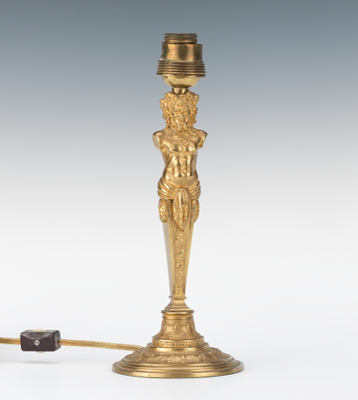 A Dore Candlestick Lamp marked L.