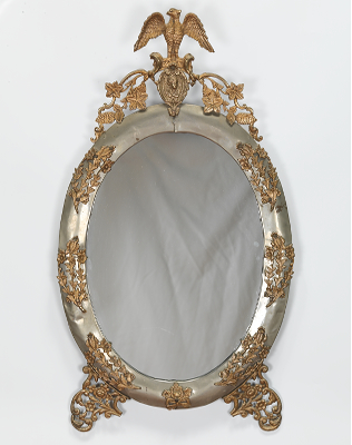 Oval Mirror with Silver Metal Frame