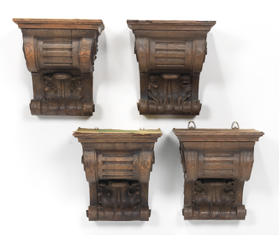 Four Large Carved Wood Brackets 131d64