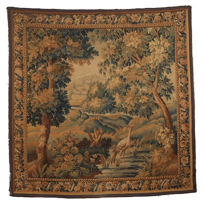 Antique Verdure Tapestry Scene of heron