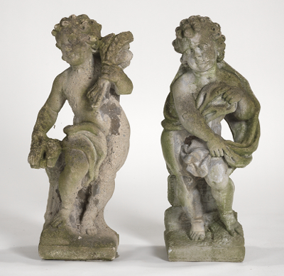 Two Cement Composition Garden Cherubs 131d8d