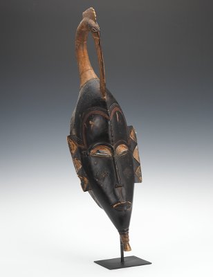 African Mask with Bird Carved wood