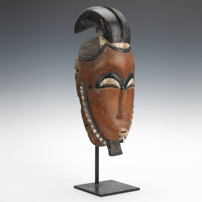 African Mask with Horns Ovoid face with