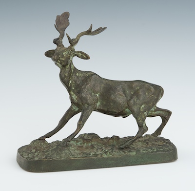 Small Bronze Stag Startled stag on a