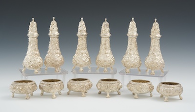 Six Kirk Steiff Repousse Salt Containers 131e94