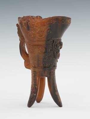 A Carved Horn Model of a Jue Chinese