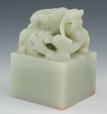 A Carved Jade Seal The chop is 131ed7