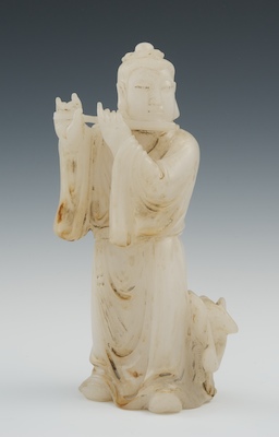 A Carved White Jade Figure of a