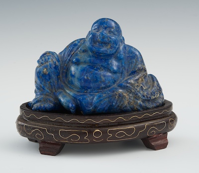 A Carved Lapis Happy Buddha The