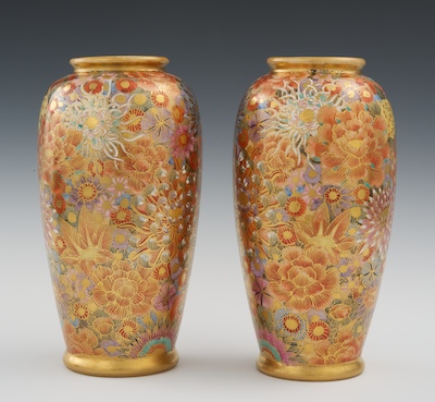 A Pair of Millefleur Satsuma Vases 131f23