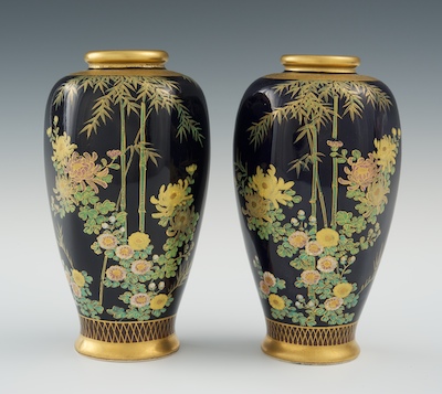 A Pair of Satsuma Mirror Image Vases