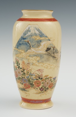 A Japanese Satsuma Cranes Vase Taisho