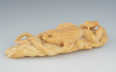 A Carved Ivory Toad Snake and Slug 131f3f