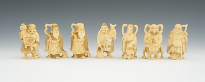 Carved Ivory Figurines of Seven Immortals