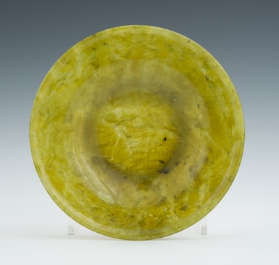 A Petite Carved Green Hardstone Dish
