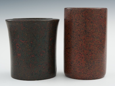 Two Bamboo Brush Holders with Marbled