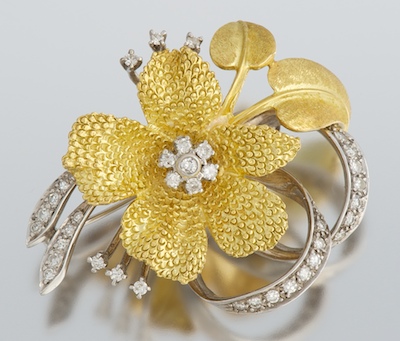 An Estate Gold and Diamond Flower