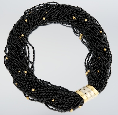 A Black Onyx and 18k Gold Torsade 131f9b