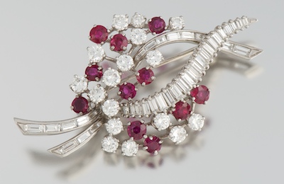 An Estate Diamond and Ruby Brooch 131f96