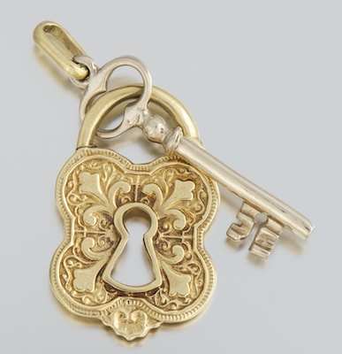 An Italian 18k Gold Lock and Key