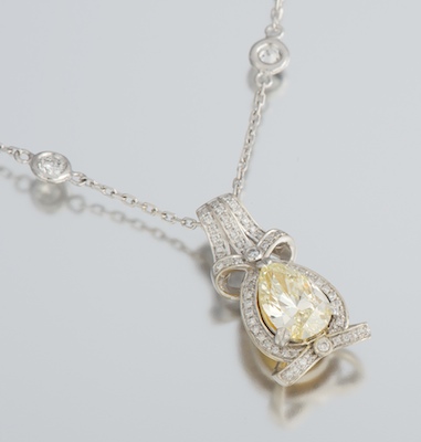 A Ladies' Diamond Pendant on Diamond