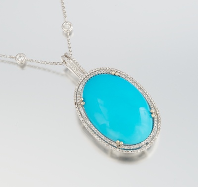 A Ladies Diamond Chain and Turquoise 131fc3