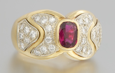 A Ladies' 18k Gold Ruby and Diamond