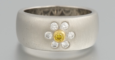 A Heavy Platinum Ring with Yellow
