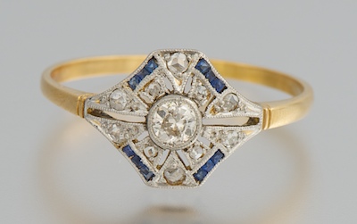 An Art Deco Style Diamond and Sapphire