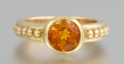 A Ladies' Citrine and Gold Ring