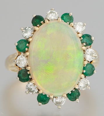 A Ladies Opal Emerald and Diamond 132009