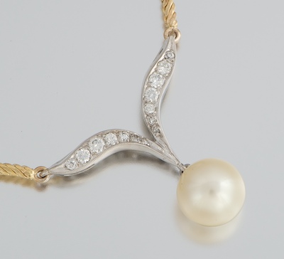 A Ladies' Gold Diamond and Pearl