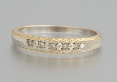 A Vintage Gold and Diamond Band Rhodiumed