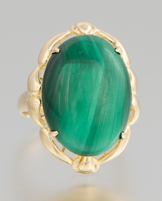 A Malachite and Gold Ring 14k yellow