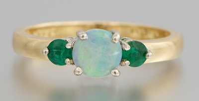 A Ladies' White Opal and Emerald