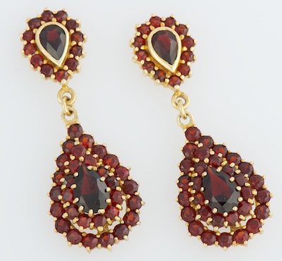 A Pair of Vermeil and Garnet Pendant 132059