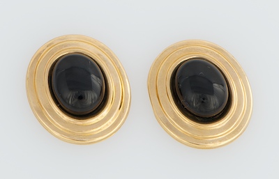 A Pair of Black Onyx and Gold Earrings 132055