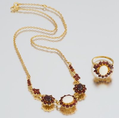 A Garnet White Opal and Vermeil 132069