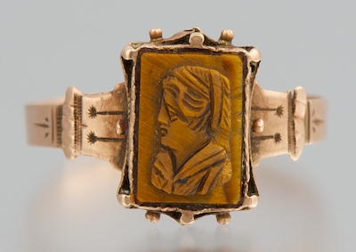 A Victorian Tiger Eye Cameo Ring