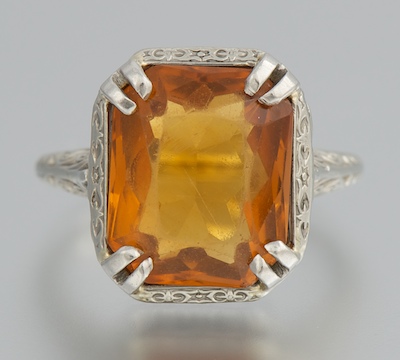 An Art Deco Citrine Ring 14k white 132090