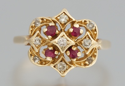 A Ladies Diamond and Ruby Ring 132093