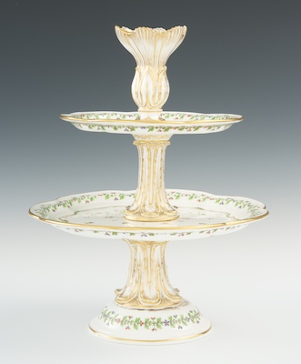 A Two-Tiered Porcelain Cake Server The