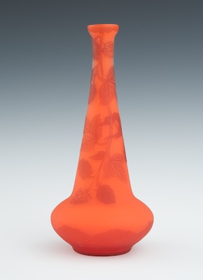 An Orange Cameo Cut Glass Vase circa