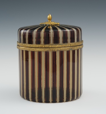 A Striped Glass Box With Lid The 13211c