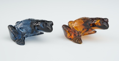 A Pair of Lalique Glass Frogs Charming 13212f