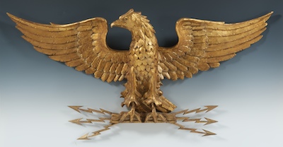 A Gilt Wood Eagle Wall Ornament Marked