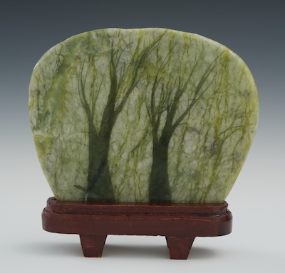 A Nephrite "Tree" Plaque on Stand